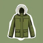 olive green winter parka with fur lining image
